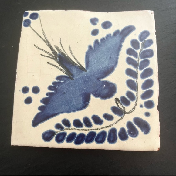 Mexican Hand Painted Terra-Cotta Talavera Vintage Tiles Set of 4 - Picture 2 of 15